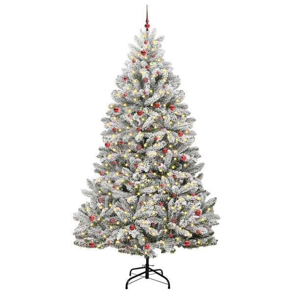 vidaXL Artificial Christmas Tree Green and White 300 cm PVC and Metal