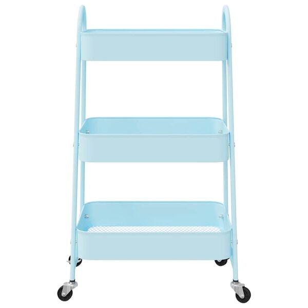 vidaXL Storage Trolley 3-Tier Blue 42x41.5x77 cm Steel