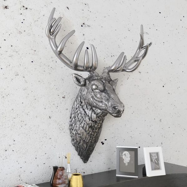 vidaXL Deer Head Decoration Wall-Mounted Aluminium Silver