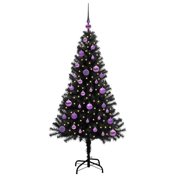 vidaXL Christmas Tree with 150 LEDs with Stand Black 150 cm PVC