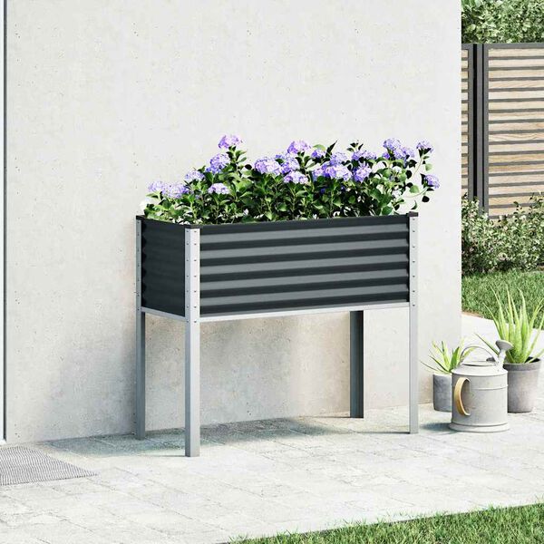 vidaXL Garden Planter Anthracite 100x45x90 cm Steel