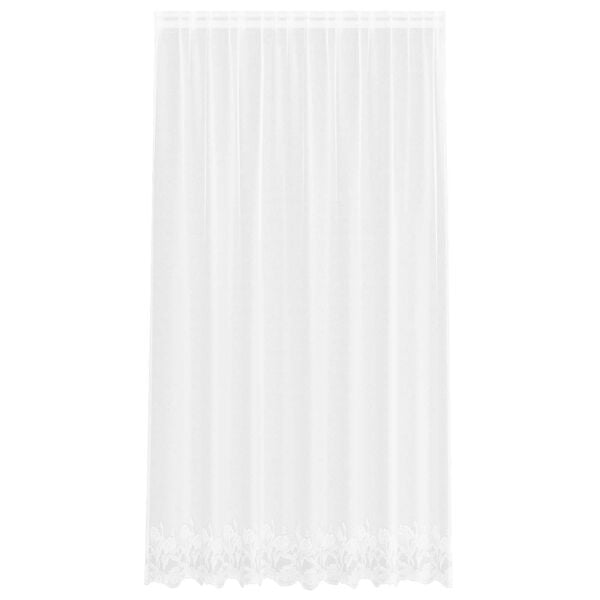 vidaXL Lace Curtain with Curtains Floral White 245 x 200 cm Polyester