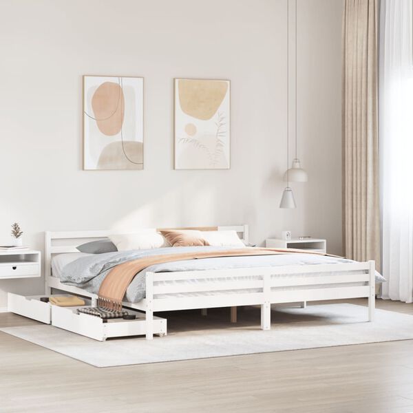 vidaXL Bed Frame without Mattress White 200x200 cm Solid Wood Pine