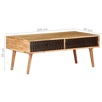 vidaXL Coffee Table 100x50x39 cm Solid Acacia Wood