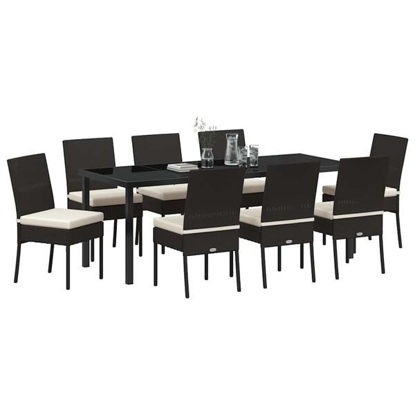 vidaXL Garden Dining Set 9 pcs Cream Powder-Coated Steel