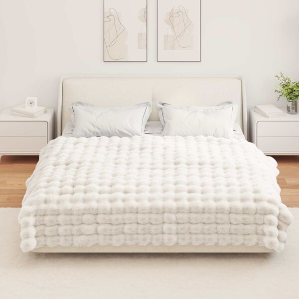 vidaXL Faux Rabbit Fur Blanket 4 pcs White 150 x 220 cm Polyester