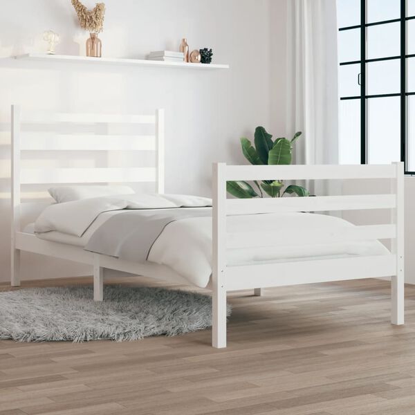 vidaXL Bed Frame without Mattress Solid Wood Pine 90x200 cm White