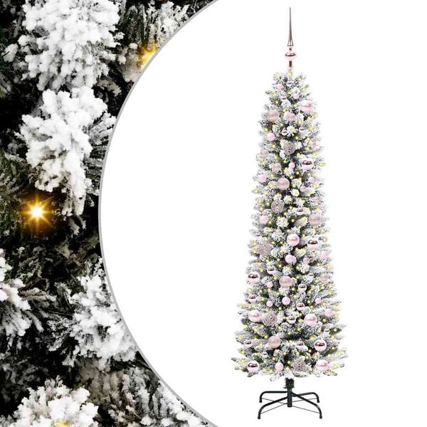 vidaXL Artificial Christmas Tree with 300 LEDs with Stand White 180 cm