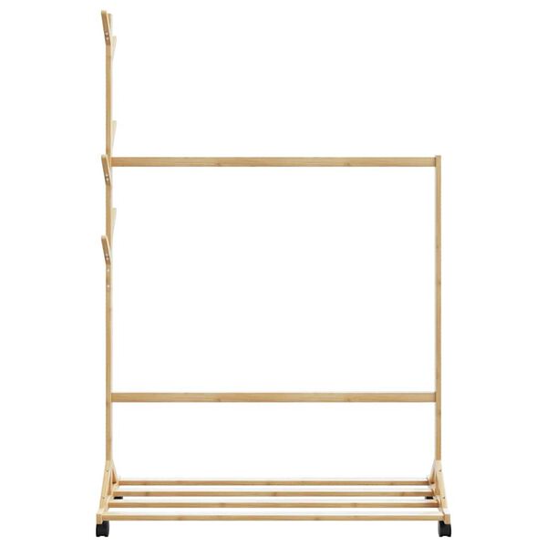 vidaXL Clothes Rack with Hooks and Wheels 100x35x157 cm Bamboo