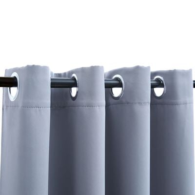 vidaXL Blackout Curtain with Metal Rings Grey 290x245 cm