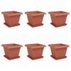 vidaXL Plant Pots 6 pcs Brick Red 38 x 38 x 30 cm Plastic