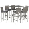 vidaXL 7 Piece Garden Bar Set with Cushions Grey Poly Rattan
