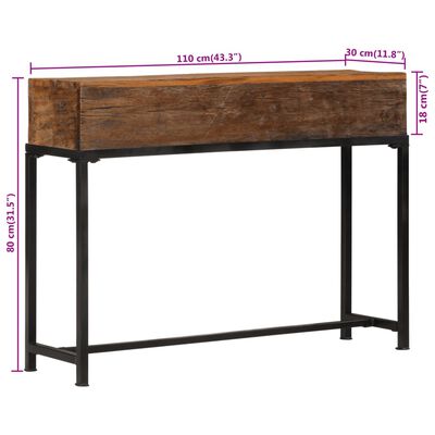 vidaXL Console Table 110x30x80 cm Solid Wood Reclaimed