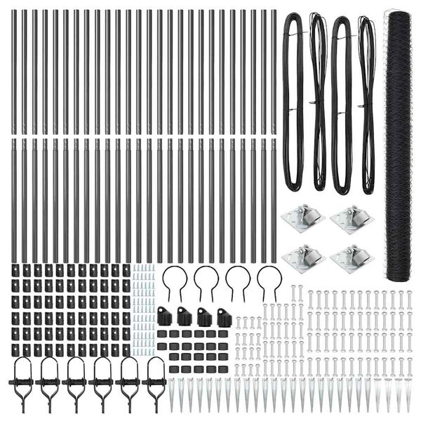vidaXL Fence Post Grey 50 x 1.6 m (50 mm mesh) Steel and PVC