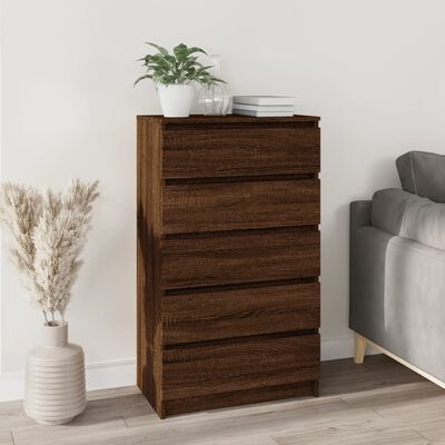 vidaXL Drawer Cabinet Brown Oak 60x36x103 cm Engineered Wood