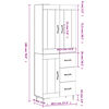 vidaXL Highboard Smoked Oak 69.5x34x180 cm Engineered Wood