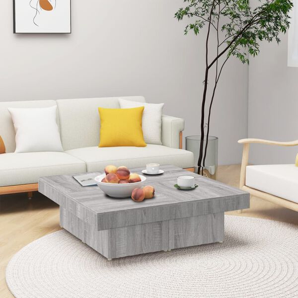 vidaXL Coffee Table Grey Sonoma 90x90x28 cm Engineered Wood