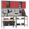 vidaXL Work Bench Set with Lock 8 pcs Red and Grey Powder-Coated Steel
