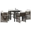 vidaXL Garden Dining Set 5 pcs Brown Poly Rattan