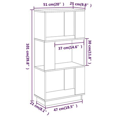vidaXL Book Cabinet/Room Divider White 51x25x101 cm Solid Wood Pine