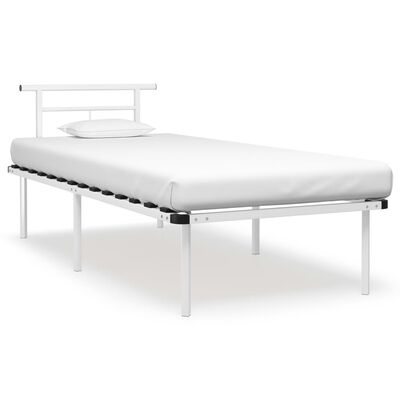 vidaXL Bed Frame White Metal 90x200 cm