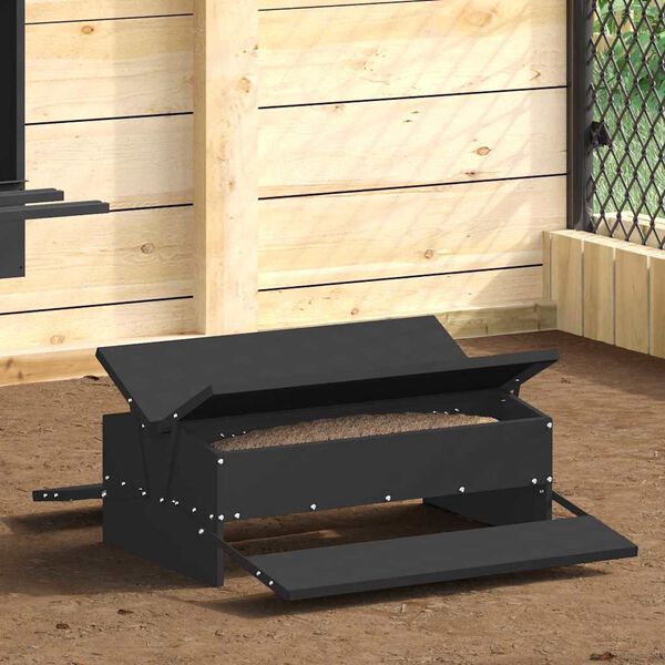 vidaXL Chicken Treadle Feeder Black 75 x 53 x 20.5 cm