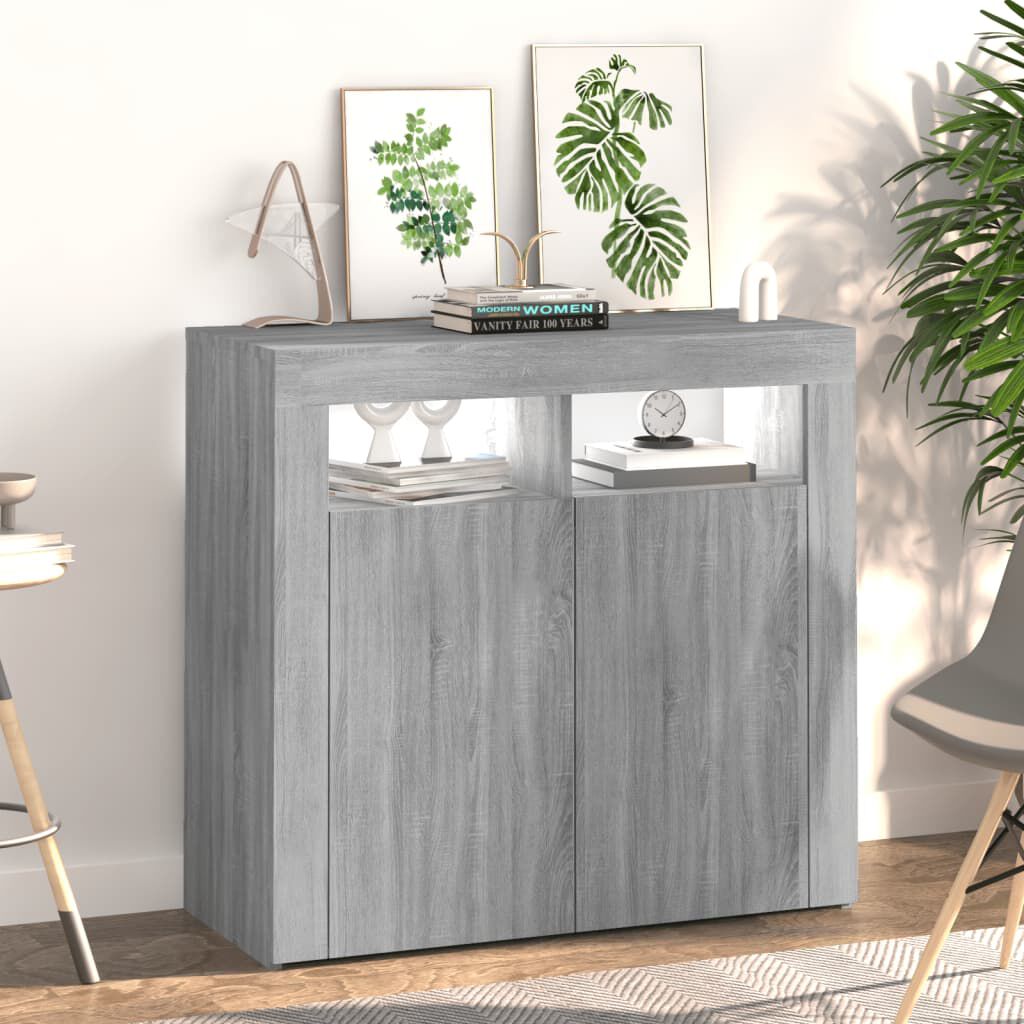 Grey sideboard with led shop lights