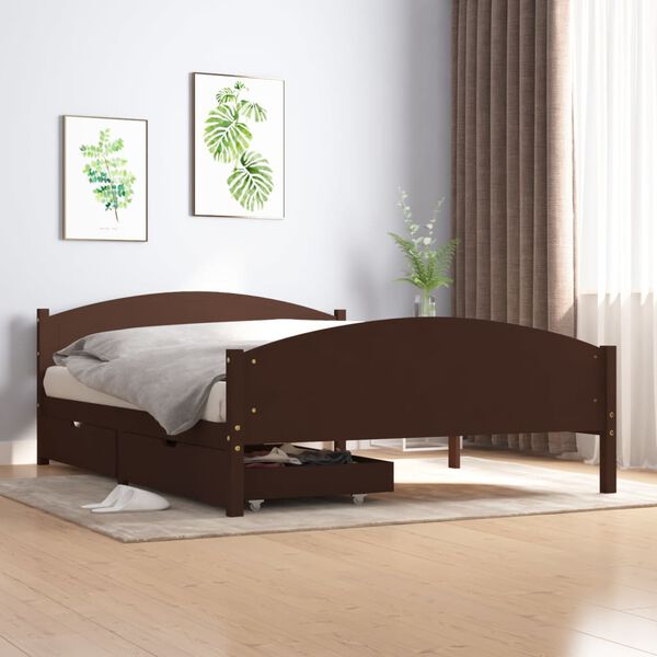 vidaXL Bed Frame without Mattress Dark Brown 160x200 cm Solid Wood