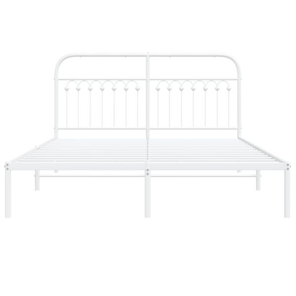 vidaXL Metal Bed Frame without Mattress with Headboard White 160x200cm