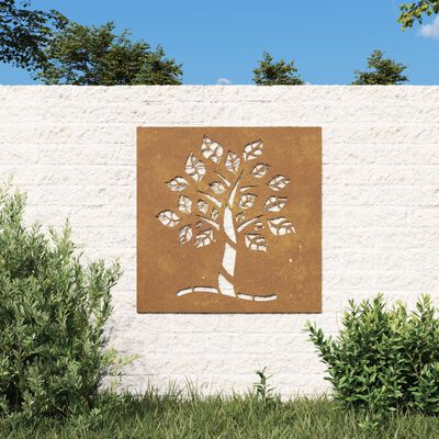 vidaXL Garden Wall Decoration 55x55 cm Corten Steel Tree Design