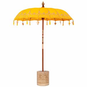 vidaXL Balinese Parasol with Base Yellow 185 x 185 x 260 cm