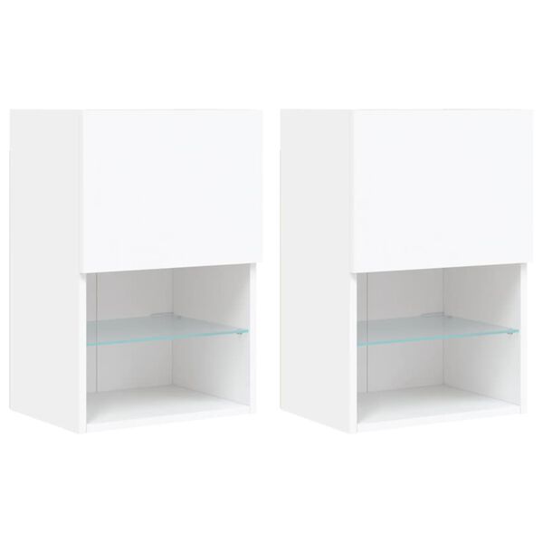 vidaXL TV Cabinets with LED Lights 2 pcs White 40.5x30x60 cm