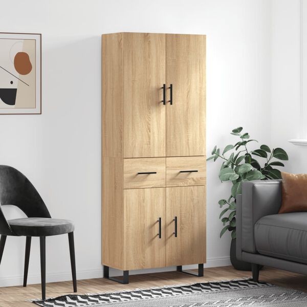 vidaXL Highboard Sonoma Oak 69.5x34x180 cm Engineered Wood