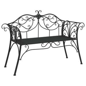vidaXL Garden Bench 2-Seater 130 x 47 x 90 cm Steel Black