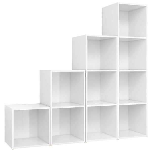 vidaXL 4 Piece TV Cabinet Set High Gloss White Engineered Wood