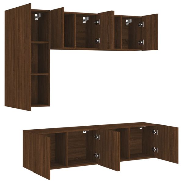 vidaXL 5 Piece TV Wall Units Brown Oak Engineered Wood