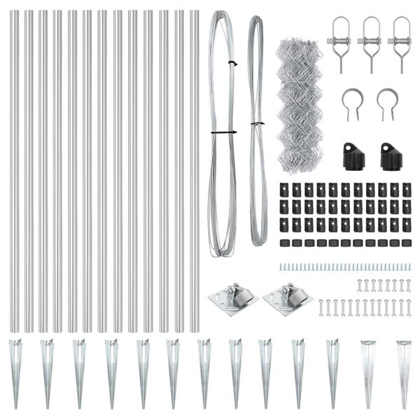vidaXL Fence Post Silver 25 x 0.8 m (40 x 40 mm mesh) Steel