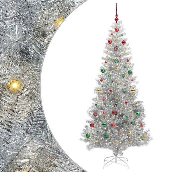 vidaXL Christmas Tree with 300 LEDs with Stand Silver 240 cm PET