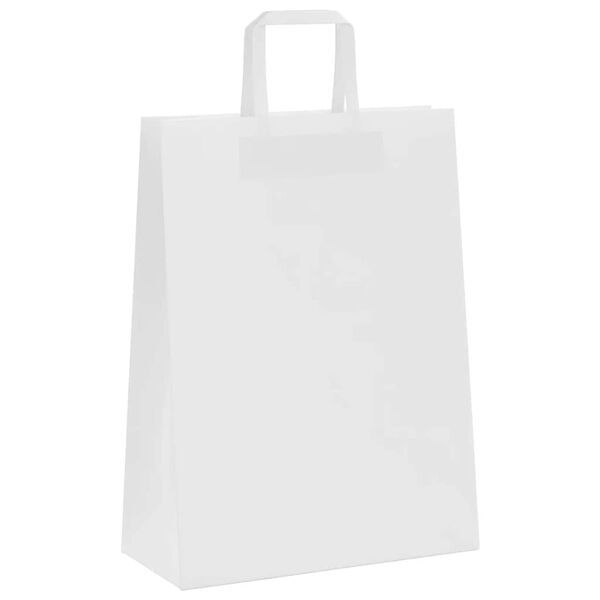 vidaXL Paper Bags 50 pcs with Handles White 26x12x35 cm