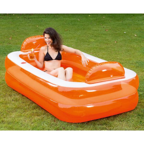 Happy People Swimming Pool Relax and Enjoy 195x122x50 cm Orange