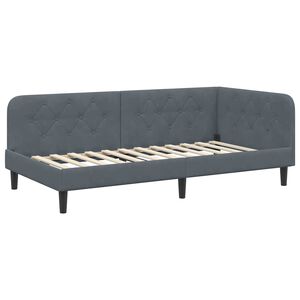 vidaXL Corner Bed Frame with Headboard Dark Grey 90 x 190 cm Velvet