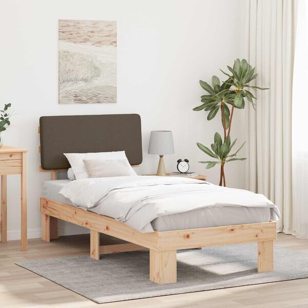 vidaXL Bed Frame with Upholstered Headboard Taupe 75 x 190 cm