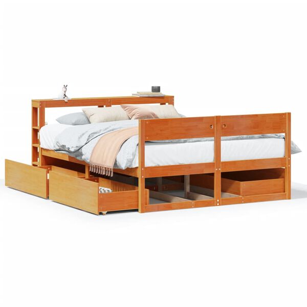 vidaXL Bed Frame without Mattress Wax Brown 120x190 cm Small Double Solid Wood Pine