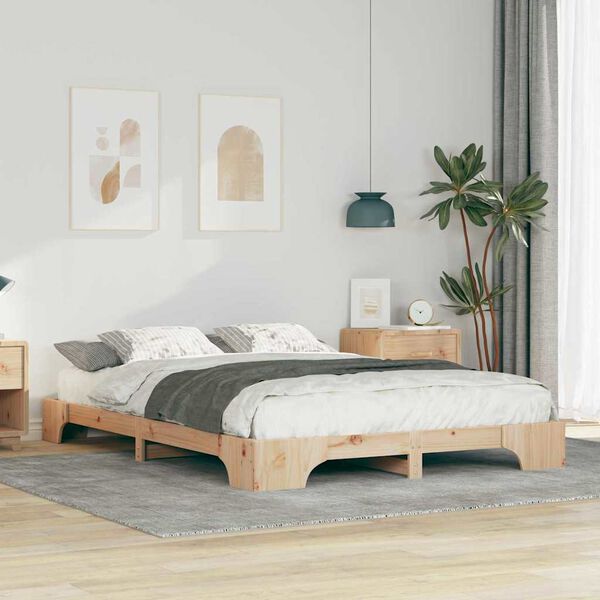 vidaXL Bed Frame Brown 140 x 220 cm Solid Pine Wood
