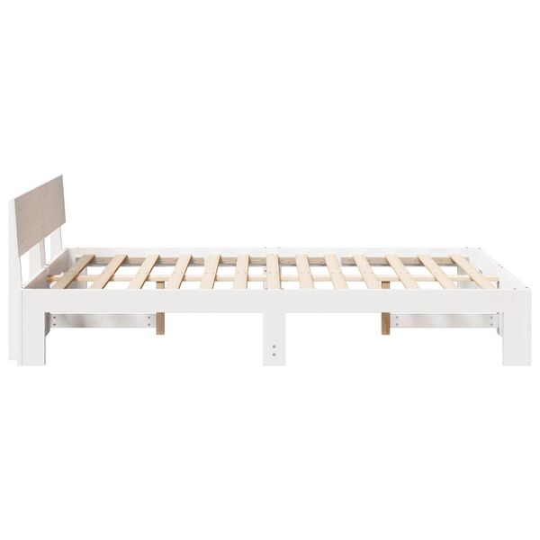 vidaXL Bed Frame with Headboard White 120 x 200 cm Solid Pine Wood