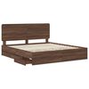 vidaXL Bed Frame with Drawer Brown Oak 200 x 200 cm Engineer Wood