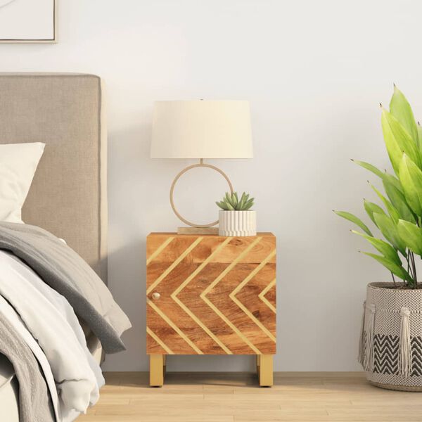 vidaXL Bedside Cabinet Brown and Black Solid Wood Mango