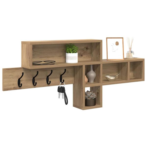 vidaXL Wall-Mounted Coat Rack Artisan Oak 100 x 12 x 43.5 cm