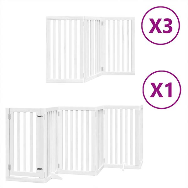 vidaXL Dog Gate with Door Foldable 15 Panels White 750 cm Poplar Wood