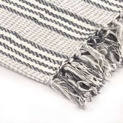 vidaXL Throw Cotton Stripes 220x250 cm Grey and White